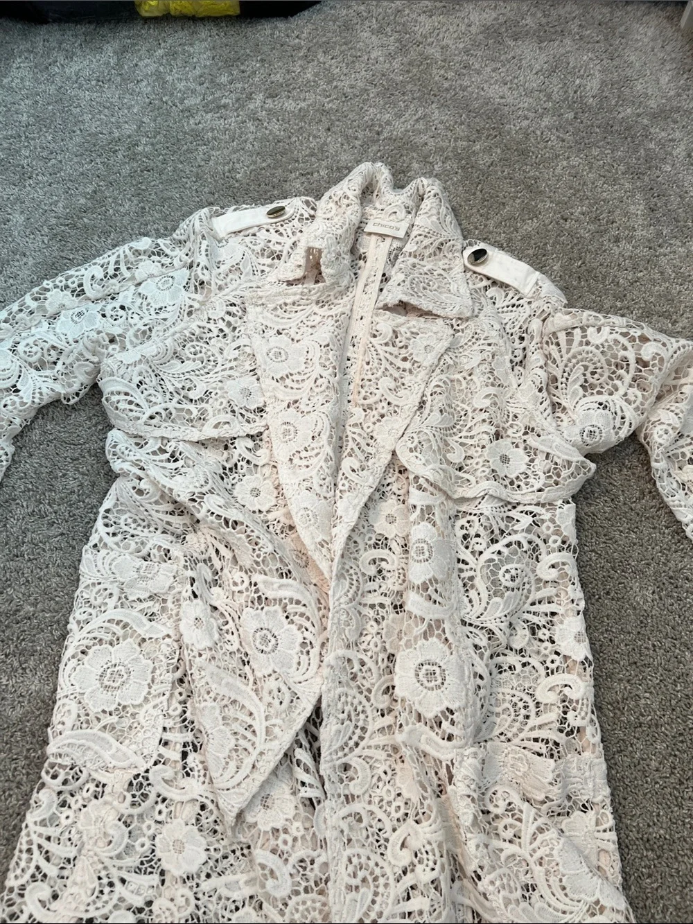 Chico's Cream Lace Trench Coat ‼️NO BELT - Picture 2 of 9